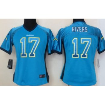 Nike San Diego Chargers #17 Philip Rivers Drift Fashion Blue Womens Jersey