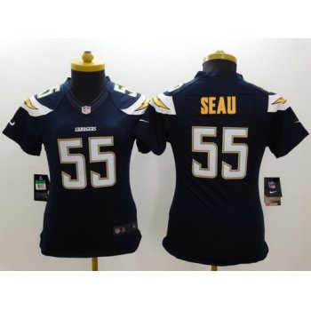 Nike San Diego Chargers #55 Junior Seau 2013 Navy Blue Limited Womens Jersey