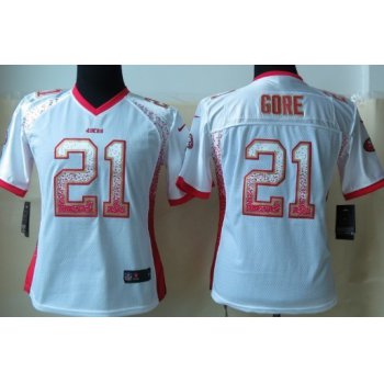 Nike San Francisco 49ers #21 Frank Gore Drift Fashion White Womens Jersey