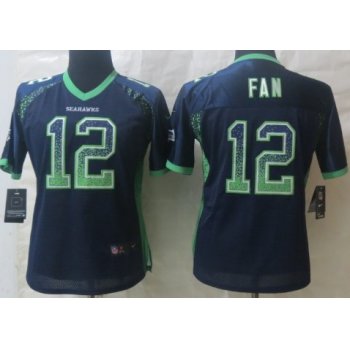 Nike Seattle Seahawks #12 Fan Drift Fashion Blue Womens Jersey