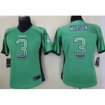 Nike Seattle Seahawks #3 Russell Wilson Drift Fashion Green Womens Jersey