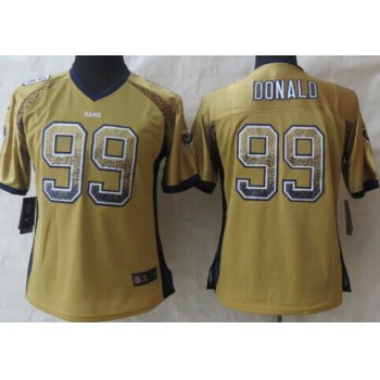 Nike St. Louis Rams #99 Aaron Donald Drift Fashion Gold Womens Jersey