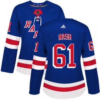 Adidas New York Rangers #61 Rick Nash Royal Blue Home Authentic Women's Stitched NHL Jersey
