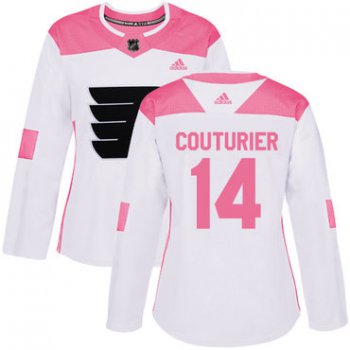 Adidas Philadelphia Flyers #14 Sean Couturier White Pink Authentic Fashion Women's Stitched NHL Jersey