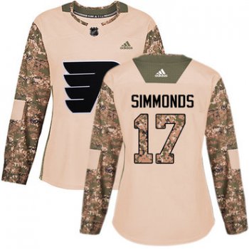 Adidas Philadelphia Flyers #17 Wayne Simmonds Camo Authentic 2017 Veterans Day Women's Stitched NHL Jersey