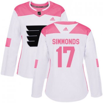Adidas Philadelphia Flyers #17 Wayne Simmonds White Pink Authentic Fashion Women's Stitched NHL Jersey