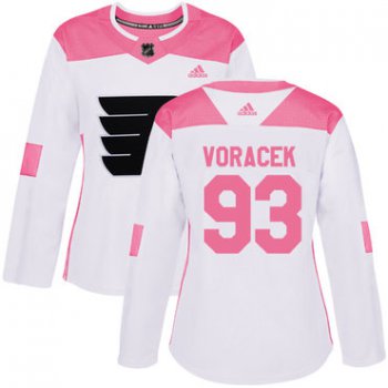 Adidas Philadelphia Flyers #93 Jakub Voracek White Pink Authentic Fashion Women's Stitched NHL Jersey