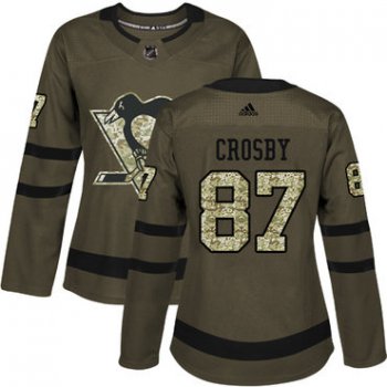 Adidas Pittsburgh Penguins #87 Sidney Crosby Green Salute to Service Women's Stitched NHL Jersey