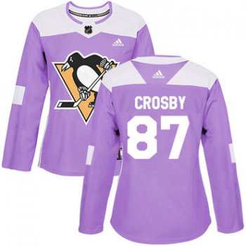 Adidas Pittsburgh Penguins #87 Sidney Crosby Purple Authentic Fights Cancer Women's Stitched NHL Jersey