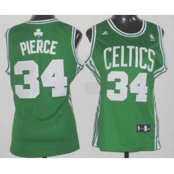 Boston Celtics #34 Paul Pierce White Green Womens Jersey