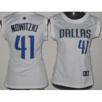Dallas Mavericks #41 Dirk Nowitzki White Womens Jersey