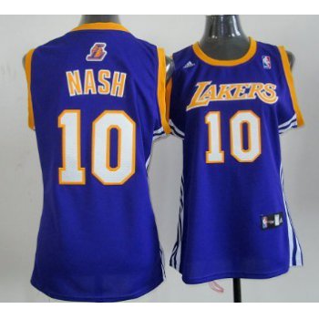 Los Angeles Lakers #10 Steve Nash Purple Womens Jersey