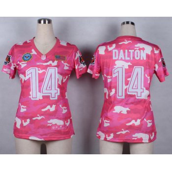 Nike Cincinnati Bengals #14 Andy Dalton 2014 Salute to Service Pink Camo Womens Jersey