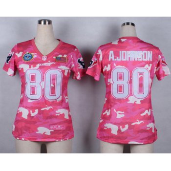 Nike Houston Texans #80 Andre Johnson 2014 Salute to Service Pink Camo Womens Jersey