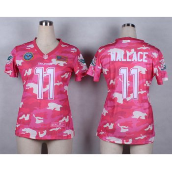 Nike Miami Dolphins #11 Mike Wallace 2014 Salute to Service Pink Camo Womens Jersey