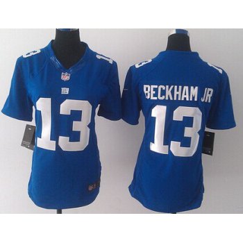Nike New York Giants #13 Odell Beckham Jr Blue Limited Womens Jersey
