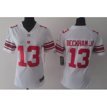 Nike New York Giants #13 Odell Beckham Jr White Limited Womens Jersey