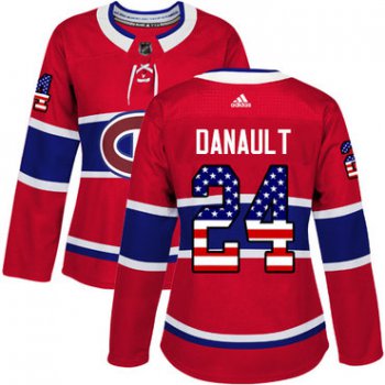 Adidas Montreal Canadiens #24 Phillip Danault Red Home Authentic USA Flag Women's Stitched NHL Jersey