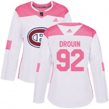 Adidas Montreal Canadiens #92 Jonathan Drouin White Pink Authentic Fashion Women's Stitched NHL Jersey