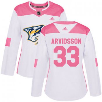 Adidas Nashville Predators #33 Viktor Arvidsson White Pink Authentic Fashion Women's Stitched NHL Jersey