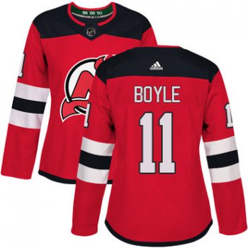 Adidas New Jersey Devils #11 Brian Boyle Red Home Authentic Women's Stitched NHL Jersey