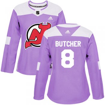 Adidas New Jersey Devils #8 Will Butcher Purple Authentic Fights Cancer Women's Stitched NHL Jersey