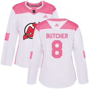 Adidas New Jersey Devils #8 Will Butcher White Pink Authentic Fashion Women's Stitched NHL Jersey