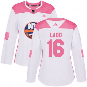 Adidas New York Islanders #16 Andrew Ladd White Pink Authentic Fashion Women's Stitched NHL Jersey