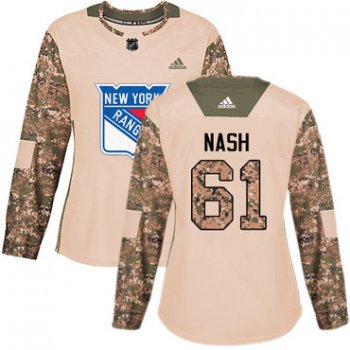 Adidas New York Rangers #61 Rick Nash Camo Authentic 2017 Veterans Day Women's Stitched NHL Jersey