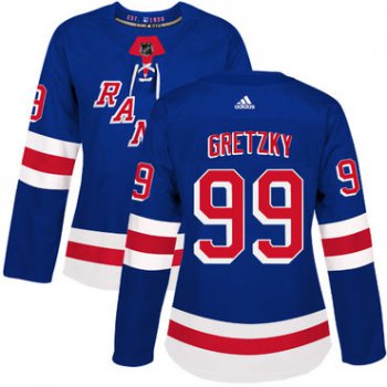Adidas New York Rangers #99 Wayne Gretzky Royal Blue Home Authentic Women's Stitched NHL Jersey