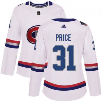 Adidas Montreal Canadiens #31 Carey Price White Authentic 2017 100 Classic Women's Stitched NHL Jersey