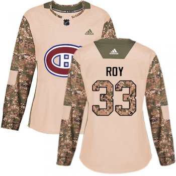 Adidas Montreal Canadiens #33 Patrick Roy Camo Authentic 2017 Veterans Day Women's Stitched NHL Jersey