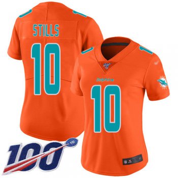 Nike Dolphins #10 Kenny Stills Orange Women's Stitched NFL Limited Inverted Legend 100th Season Jersey