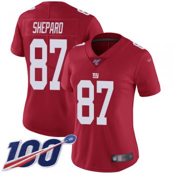 Nike Giants #87 Sterling Shepard Red Alternate Women's Stitched NFL 100th Season Vapor Limited Jersey
