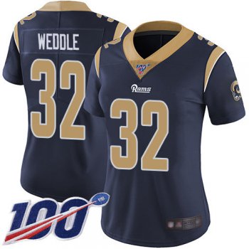 Nike Rams #32 Eric Weddle Navy Blue Team Color Women's Stitched NFL 100th Season Vapor Limited Jersey