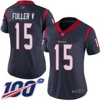 Nike Texans #15 Will Fuller V Navy Blue Team Color Women's Stitched NFL 100th Season Vapor Limited Jersey