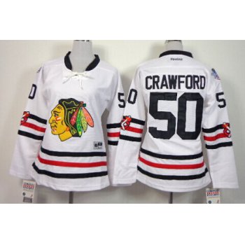 Chicago Blackhawks #50 Corey Crawford 2015 Winter Classic White Womens Jersey
