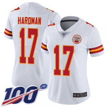Nike Chiefs #17 Mecole Hardman White Women's Stitched NFL 100th Season Vapor Limited Jersey