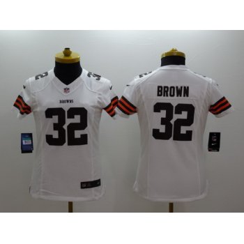 Nike Cleveland Browns #32 Jim Brown White Limited Womens Jersey