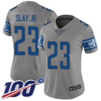 Nike Lions #23 Darius Slay Jr Gray Women's Stitched NFL Limited Inverted Legend 100th Season Jersey