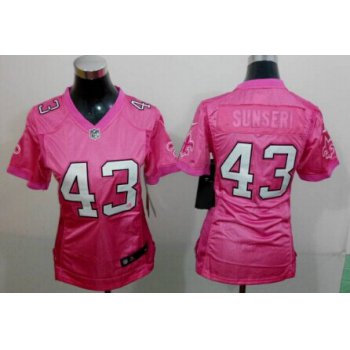 Nike New Orleans Saints #43 Vinnie Sunseri Pink Love Womens Jersey