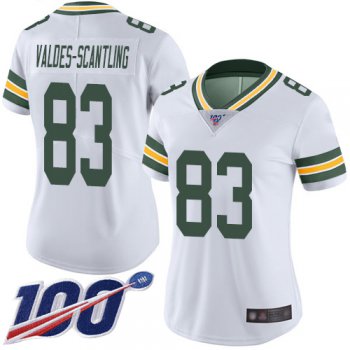 Nike Packers #83 Marquez Valdes-Scantling White Women's Stitched NFL 100th Season Vapor Limited Jersey