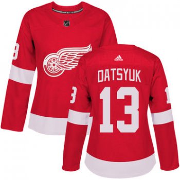 Adidas Detroit Red Wings #13 Pavel Datsyuk Red Home Authentic Women's Stitched NHL Jersey