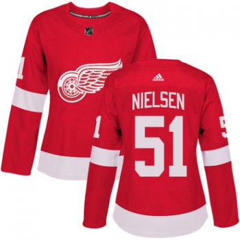Adidas Detroit Red Wings #51 Frans Nielsen Red Home Authentic Women's Stitched NHL Jersey
