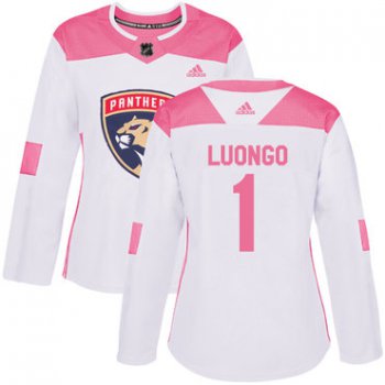 Adidas Florida Panthers #1 Roberto Luongo White Pink Authentic Fashion Women's Stitched NHL Jersey