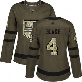 Adidas Los Angeles Kings #4 Rob Blake Green Salute to Service Women's Stitched NHL Jersey