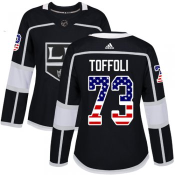 Adidas Los Angeles Kings #73 Tyler Toffoli Black Home Authentic USA Flag Women's Stitched NHL Jersey