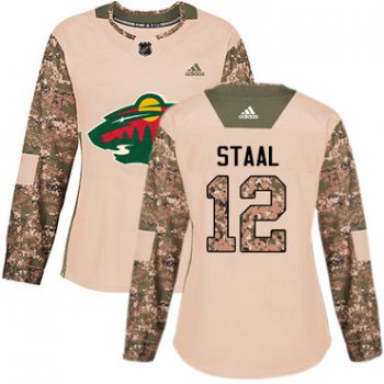 Adidas Minnesota Wild #12 Eric Staal Camo Authentic 2017 Veterans Day Women's Stitched NHL Jersey