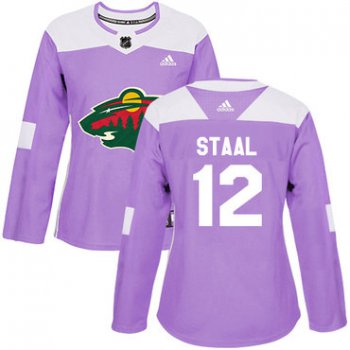 Adidas Minnesota Wild #12 Eric Staal Purple Authentic Fights Cancer Women's Stitched NHL Jersey