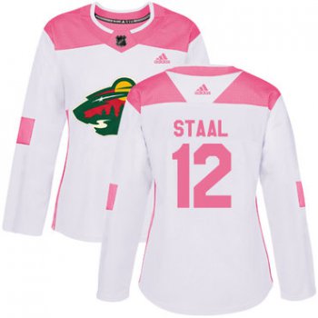 Adidas Minnesota Wild #12 Eric Staal White Pink Authentic Fashion Women's Stitched NHL Jersey